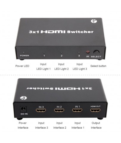 Vcom DD433 3-1 Port 1.4V 3D Metal Hdmi Switch