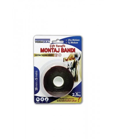 Vodaseal Çift Taraflı Montaj Bandı 19MMX5mt Gri VHB Bandı Üstün Taşıma Gücü