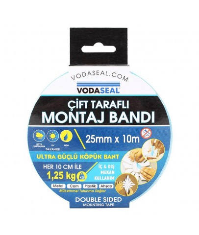 Vodaseal Çift Taraflı Montaj Bantı 25MMX10mt Ultra Köpük Bant