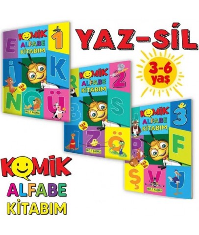 Yükselen Zeka 3-6 Yaş Yaz-Sil Komik Alfabe Kitabım Seti Mucit Karınca