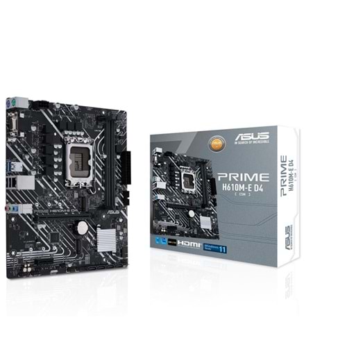 Asus Prime H610M-E D4-CSM 3200MHz DDR4 Soket 1700 M.2 HDMI DP mATX Anakart