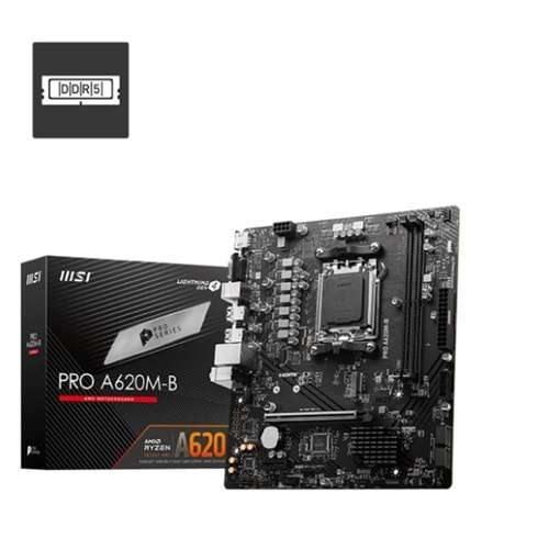 Msı Pro A620M-B AMD A620 AM5 Soket DDR5 6800(OC)MHz mATX Anakart