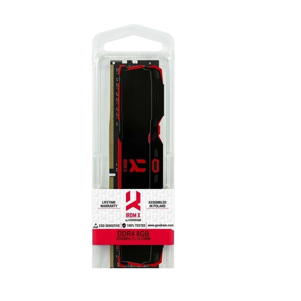 Goodram 8GB 3200MHz DDR4 CL22 1.1V IR-X3200D464L16SA-8G Soğutuculu Kutulu Pc Bellek