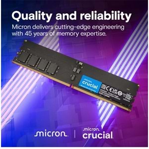 Crucial 16GB 6400MHz DDR5 CL52 RAM CUDIMM CT16G64C52CU5 1.1V, Yüksek Performanslı RAM