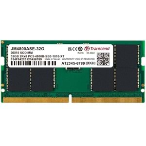 Transcend 32GB(1x32GB) 4800Mhz SODIMM CL40 DDR5 Notebook Ram (JM4800ASE-32G)