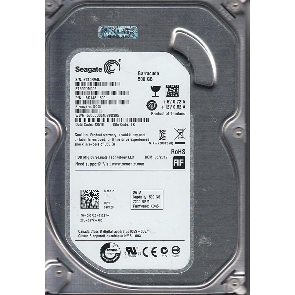 Seagate 500GB ST500DM002 BarraCuda SATA 3.0 7200 RPM 3.5