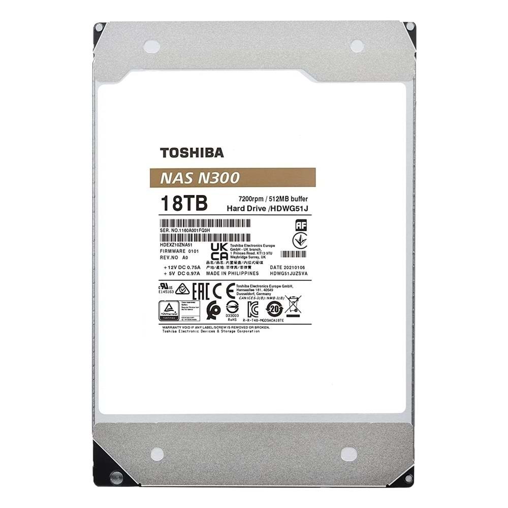 Toshiba 18TB N300 MN11ACA18TS 7200 Rpm 512MB Sata-3 Nas Diski