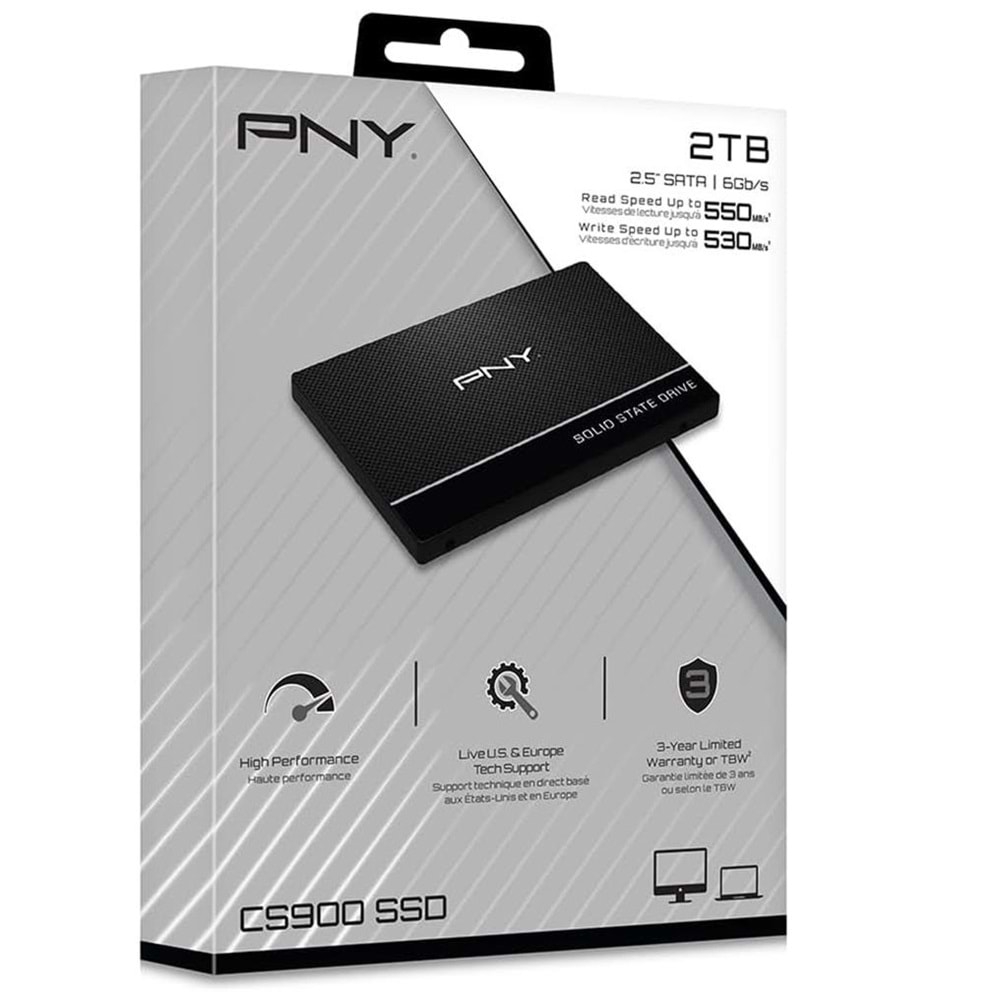 Pny 2Tb CS900 SSD7CS900-2TB-RB 550-530MB-S SSD Sata-3 Disk