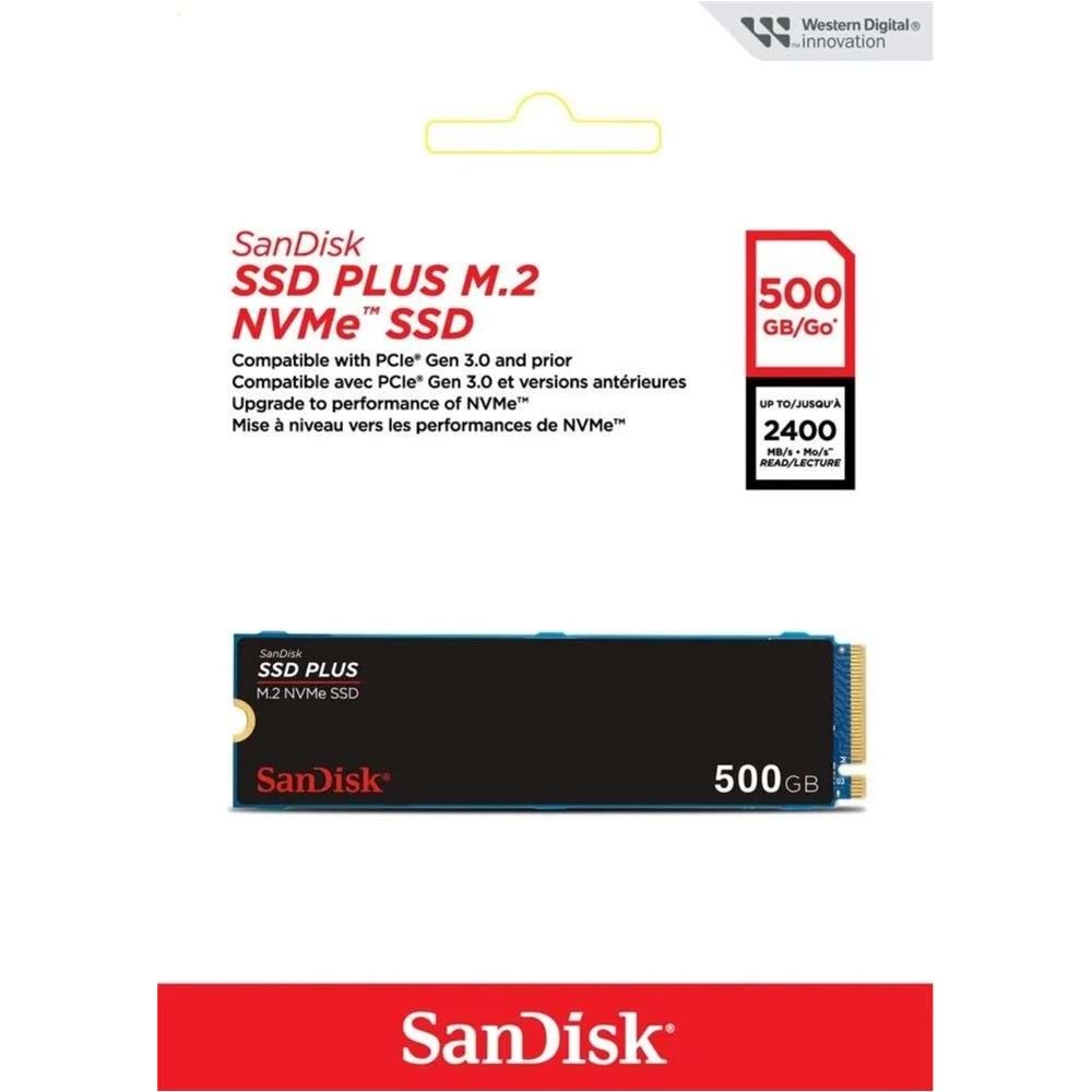 SanDisk 500GB SSD PLUS 2400MB-1500MB-s M.2 PCIe Gen 3.0 NVMe SSD SDSSDA3N-500G-G26