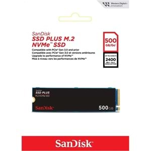 SanDisk 500GB SSD PLUS 2400MB-1500MB-s M.2 PCIe Gen 3.0 NVMe SSD SDSSDA3N-500G-G26