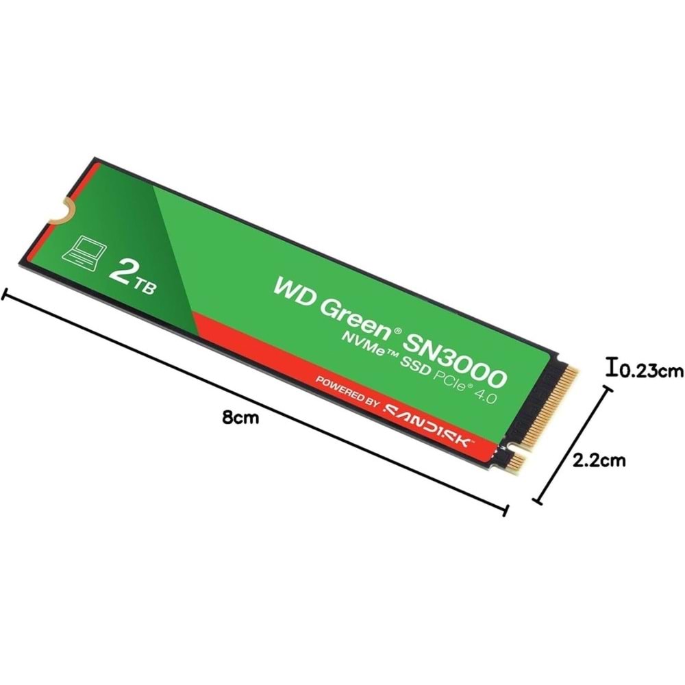 Wd 2TB Green SN3000 M.2 NVMe 5.000 MB-4.000 MB WDS200T4G0E Ssd Disk