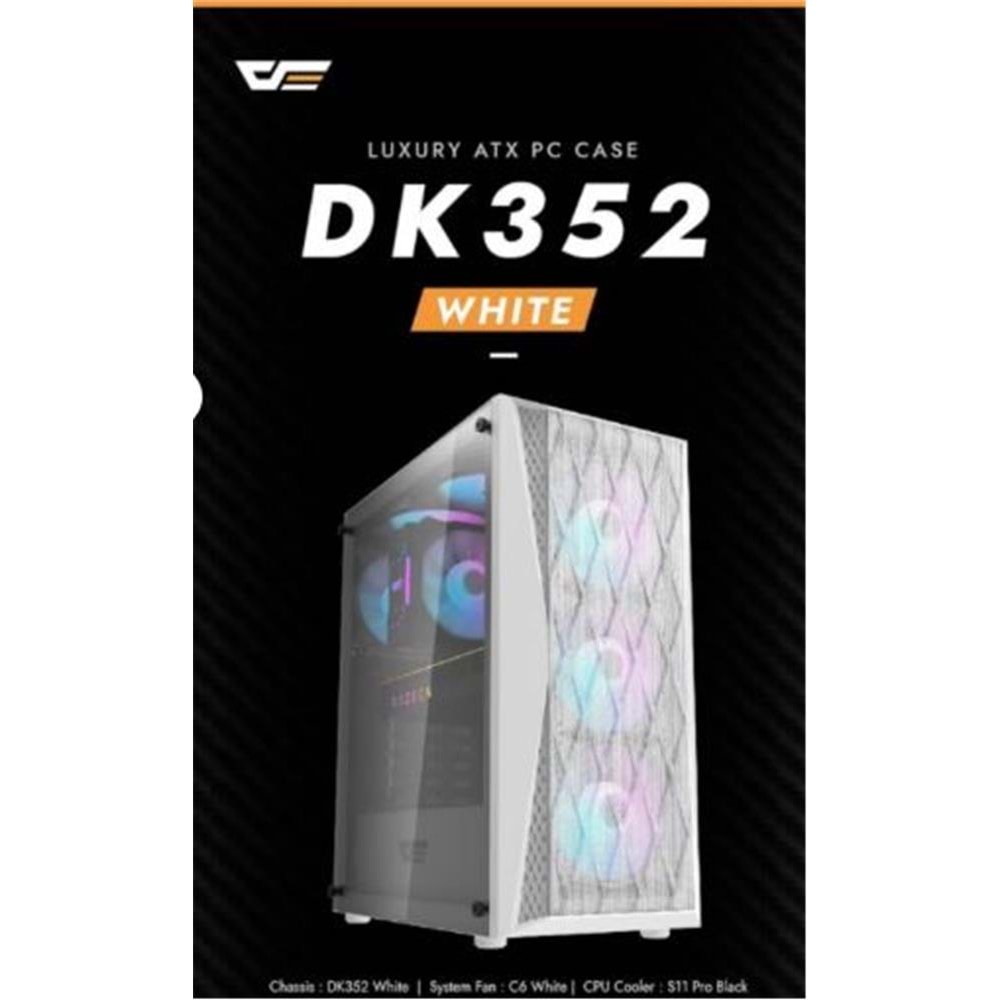 darkFlash DK352 PLUS 650W Bronze 80+ Power Supply 4-12cm ARGB Fan Beyaz Kasa