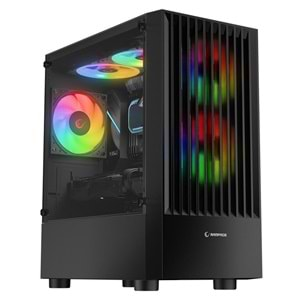 Rampage LYRA Mesh Temperli Camlı Siyah 3- 12cm RGB Fan M-ATX Mid-T Gaming Oyuncu Kasası PSU YOK