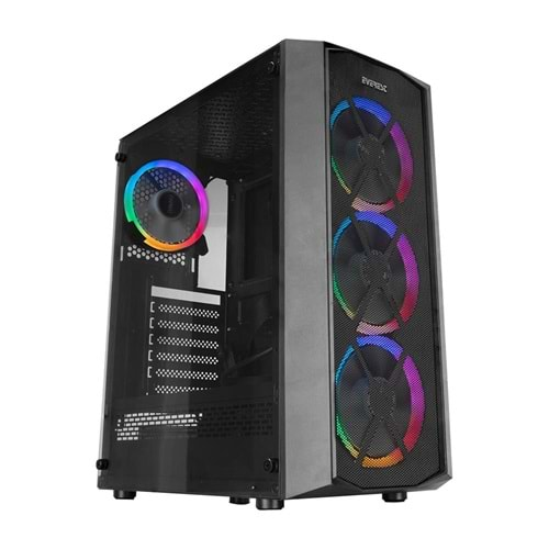 Rampage BLAZE Mesh Temperli Camlı Siyah 4- 12cm ARGB Fan M-ATX Mid-T Gaming Oyuncu Kasası PSU YOK