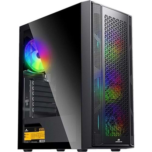 GameboosterGB-PE05B 600w 80+ USB3.0 Full Siyah Tempered Glass RGB Fanlı kasa