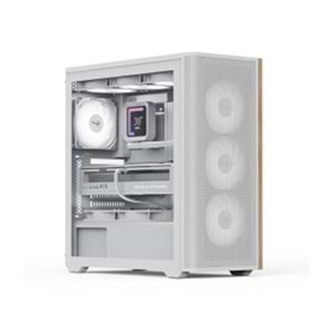 Aerocool AE D501A WH 4x12cm Fanlı Ahşap Ön Panel Tempered Cam Yan ve Mesh Ön Panel, USB Type-C,ATX