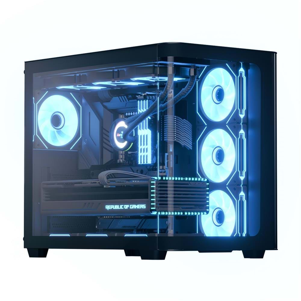 Aerocool AE P500C BK 4x12cm Mirror A-RGB Fanlı, Panoramik Tempered Panel, ATX