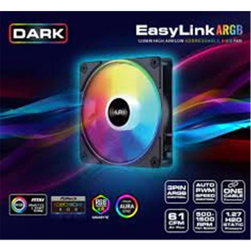 Dark DKCF1200A Easylink Siyah Addressable RGB 1X12cm Fan siyah