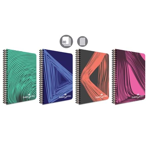 Faber-Castell Spiralli Defter Plastik Kapak Waves 80 Yp Kareli