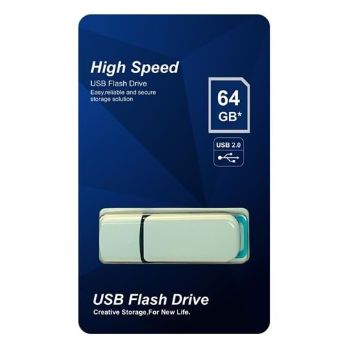 Elba 64GB Plastik Beyaz-Mavi 2.0 USB Flash Bellek