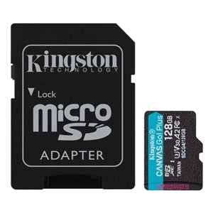 Kingston SDCG4-128GB 128GB microSDXC Canvas Go Plus Gen4 200MB-s A2 U3 V30 Card + ADP Hafıza Kartı