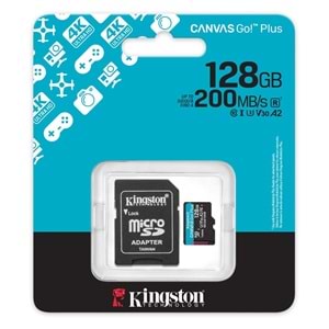 Kingston SDCG4-128GB 128GB microSDXC Canvas Go Plus Gen4 200MB-s A2 U3 V30 Card + ADP Hafıza Kartı