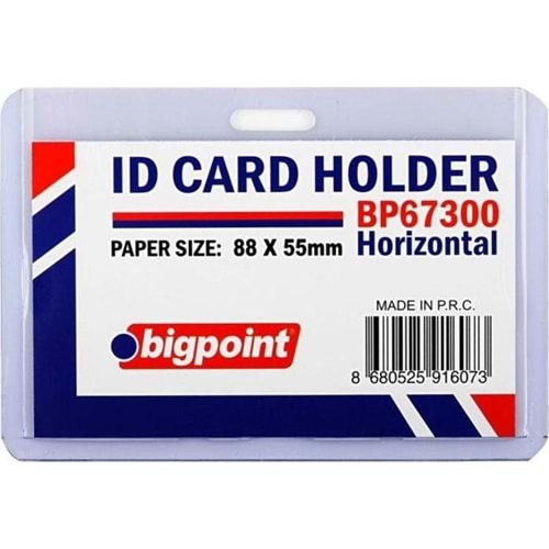 Bigpoint Kart Kabı Yatay Sert Pvc 88x55mm BP673H (1 Adet)
