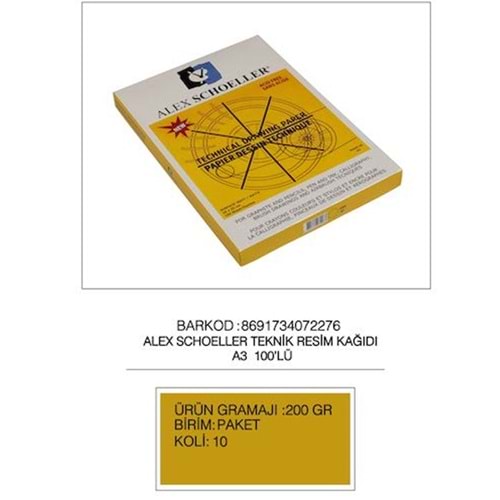 Alex Schoeller Resim Kağıdı Damgalı 100 LÜ A3 200 GR (1 Adet)