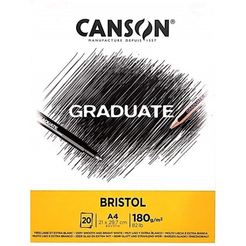 Canson Çizim Bloğu Graduate Cangrad Bristol 20 Syf A4 180 GR