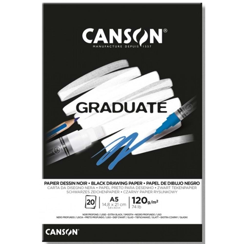 Canson Çizim Bloğu Graduate Cangrad Siyah 20 Syf A5 120 GR