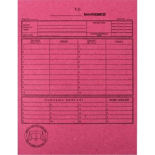 Alemdar Mahkeme Dosyası Pembe (1 Adet)