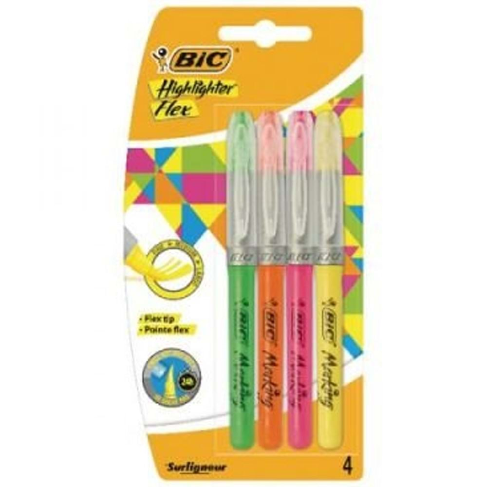 Bic Fosforlu Kalem Markıng Highlıghter Flex 4 LÜ 946041