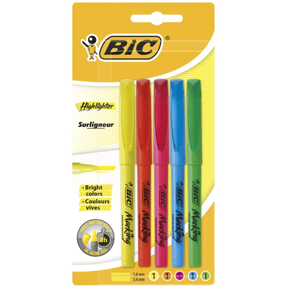 Bic Fosforlu Kalem 5 Li Blister Karışık 893133