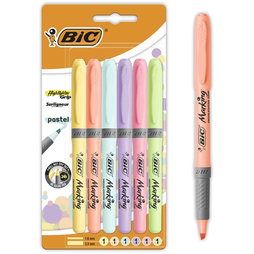 Bic Fosforlu Kalem Grip Pastel 6 LI 992561