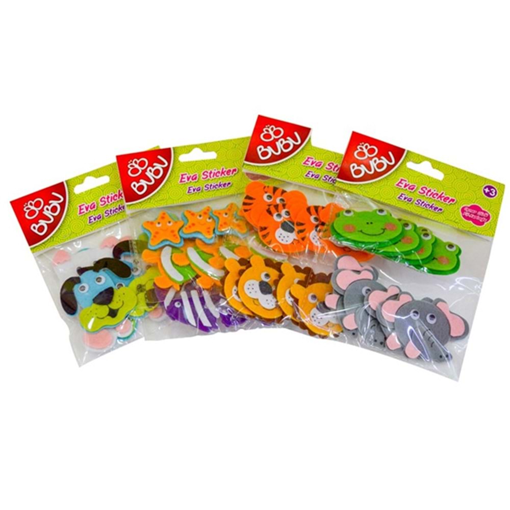 Bu-Bu 3D Keçe Sticker Oynar Göz.Hayv.Kaf.BUBU-STS020 (1 Adet)