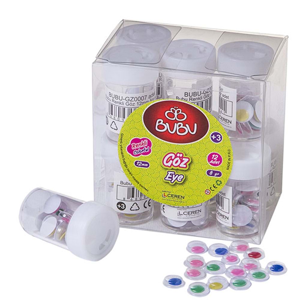 Bu-Bu Renkli Göz 12 mm 8 gr BUBU-GZ0007 (1 Adet)