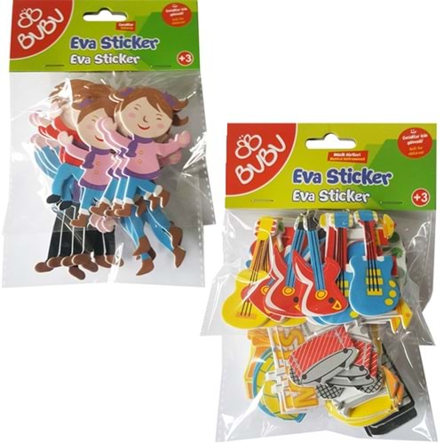 Bu-Bu 3D Eva Sticker Renkli Karışık 24 Lü BUBU-STS043