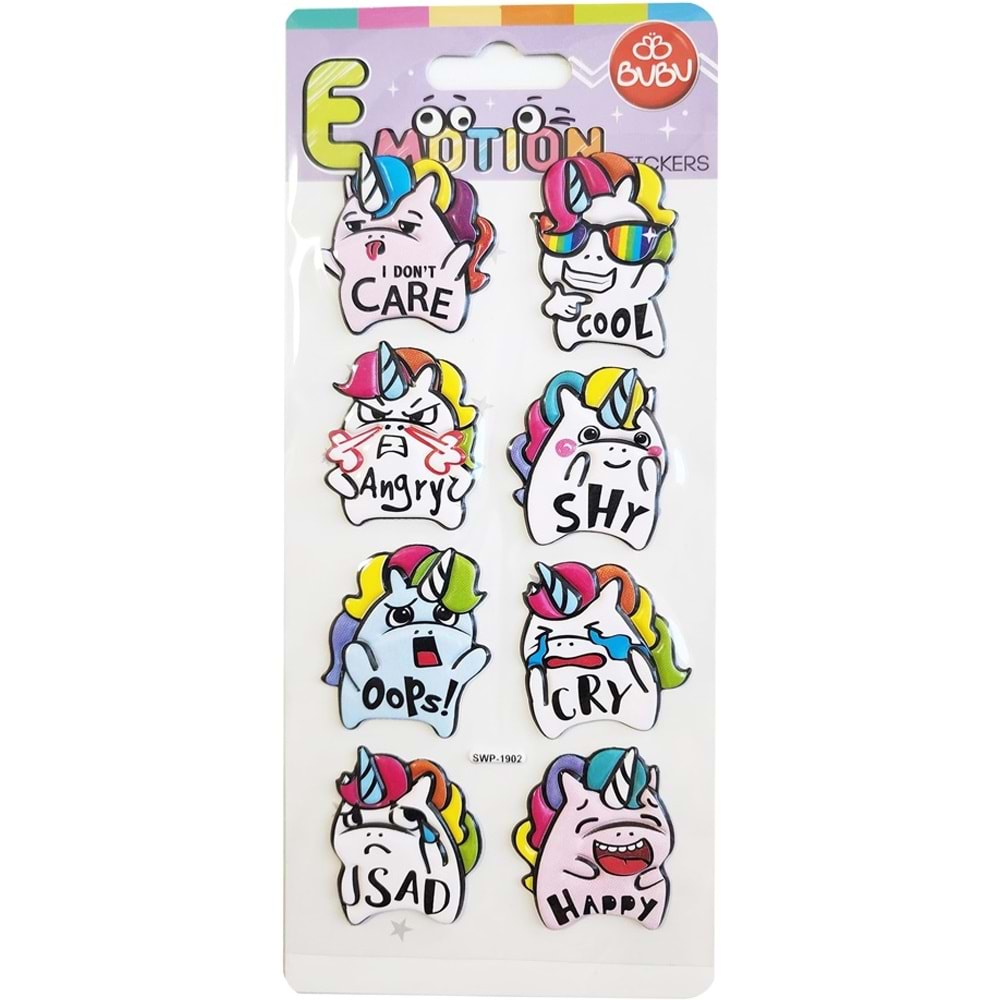 Bu-Bu Emotıons Puffy Stick Unicorn & Message 9x21 BUBU-SWP-1902