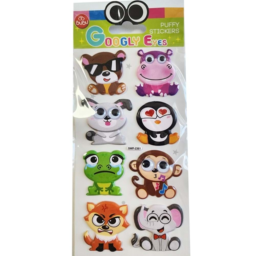 Bu-Bu Googly Eyes Puffy Stıcker Krşk Hayvanlar 9x21 BUBU-SWP-2301