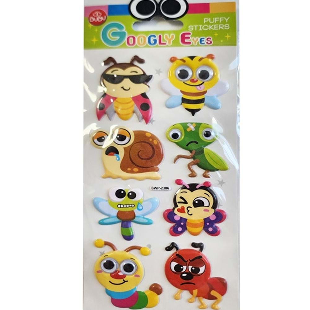 Bu-Bu Googly Eyes Puffy Stıcker Böcekler 9x21 BUBU-SWP-2306