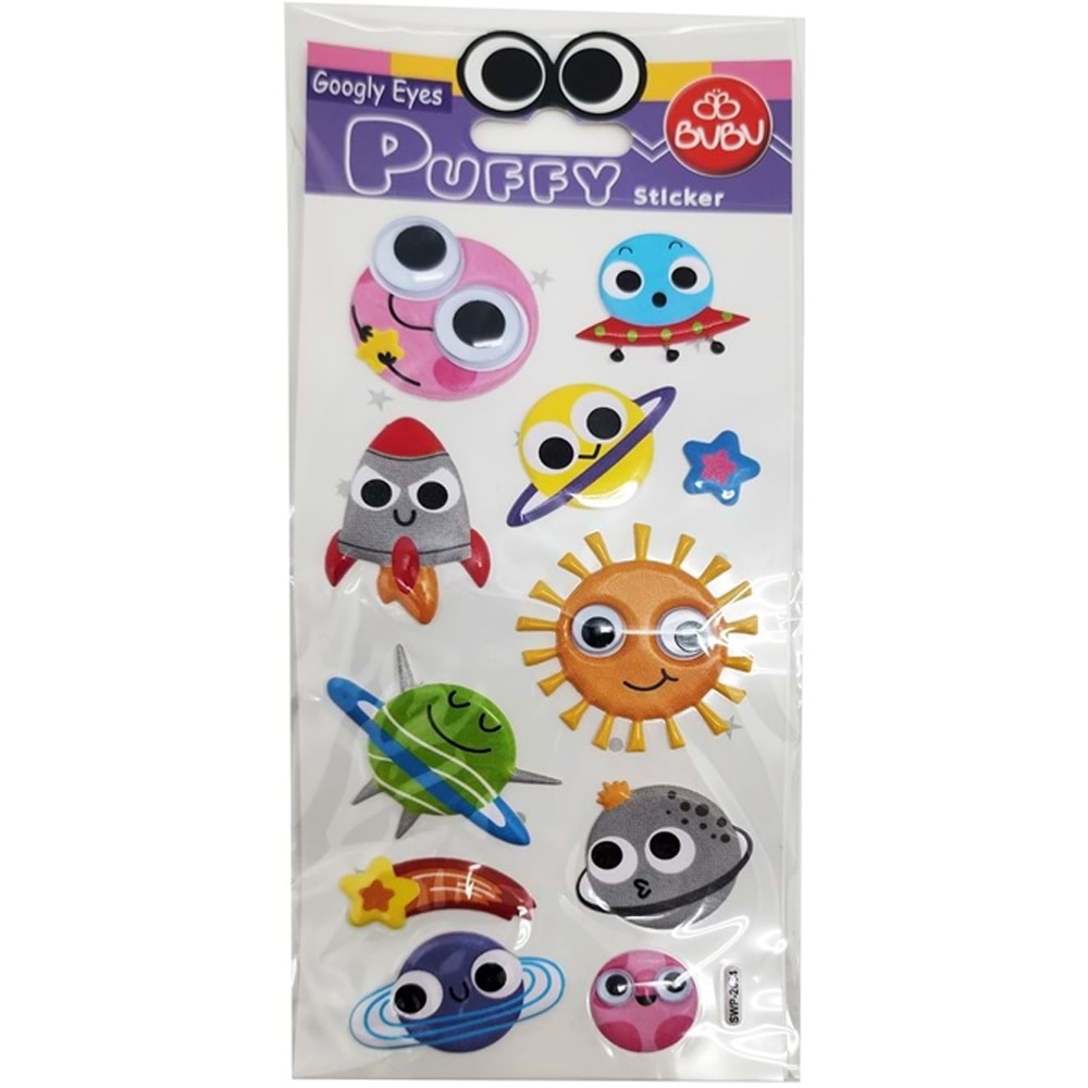 Bu-Bu Googly Eyes Puffy Stıcker Gök Cisimleri 9x21 BUBU-SWP-2604