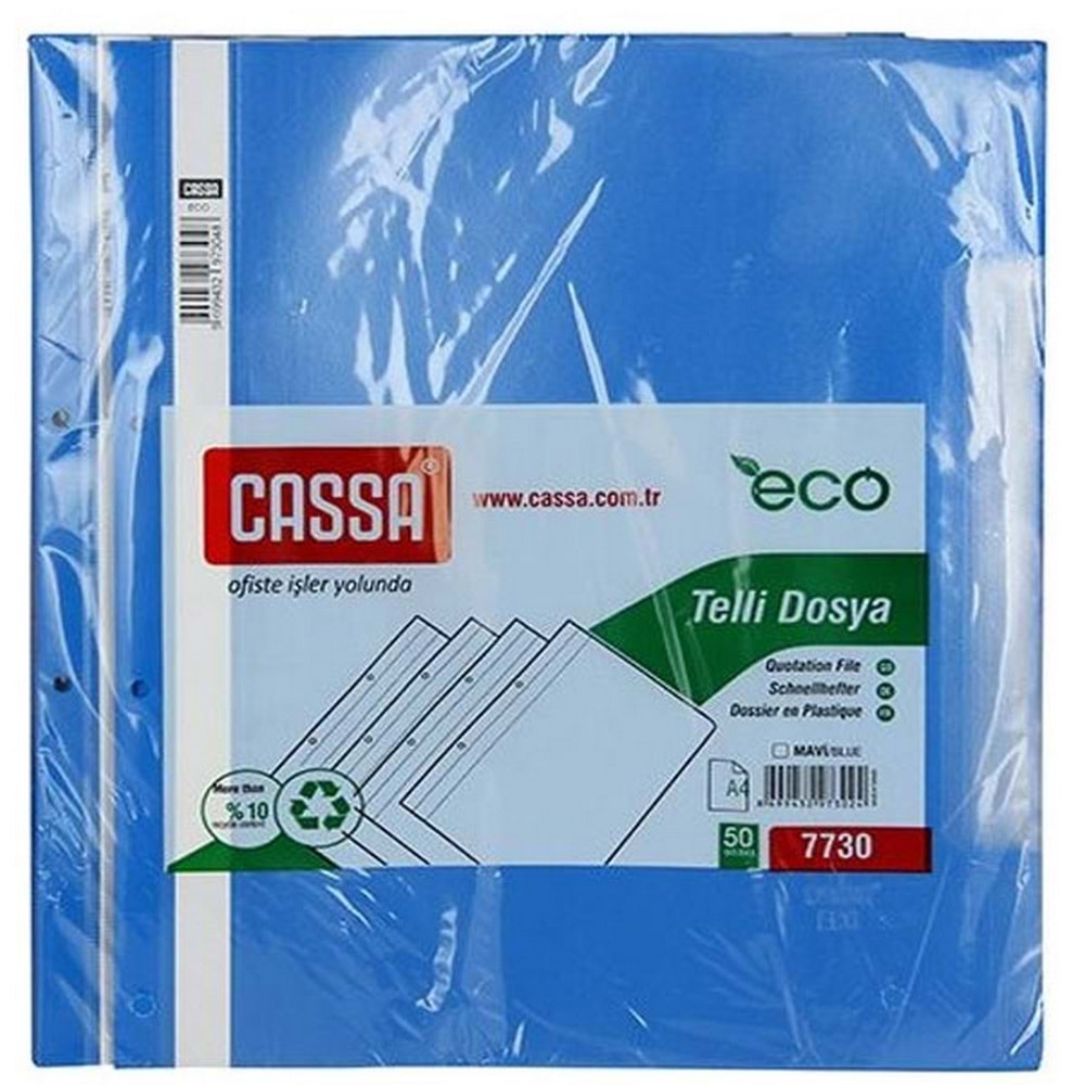 Cassa Telli Dosya Plastik Eco A4 Mavi 7730 (1 Adet)