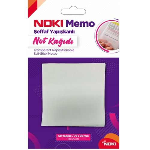 Noki Yapışkanlı Not Kağıdı Memo 50 YP 75x75 Şeffaf 12300