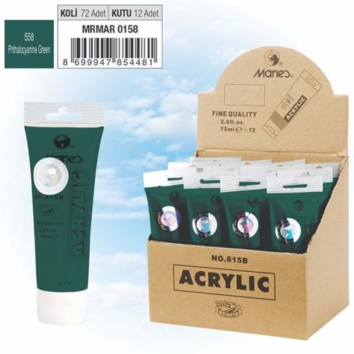 Maries Akrilik Boya 75 ML Phthalocyanine Green 815-558