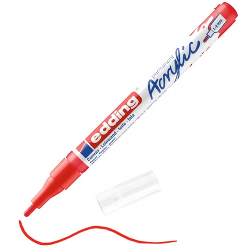 Edding Markör Akrilik İnce Uçlu 1-2 MM Trafik Kırmızı 902 5300 (1 Adet)