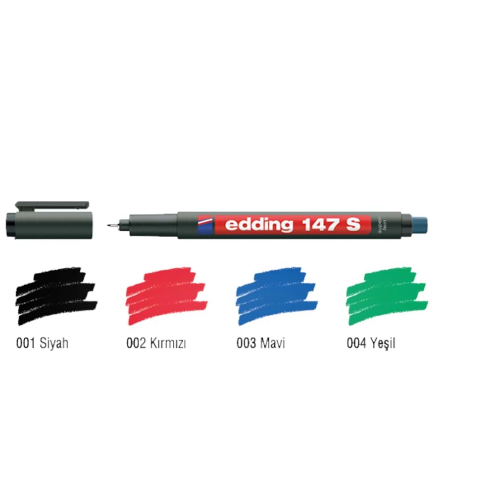 Edding Asetat Kalemi Permanent S Seri 0.3 mm Siyah 147 S (1 Adet)