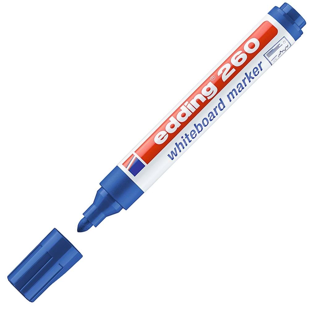 Edding Tahta Kalemi Yuvarlak Uçlu 1.5-3MM Mavi 260 (1 Adet)
