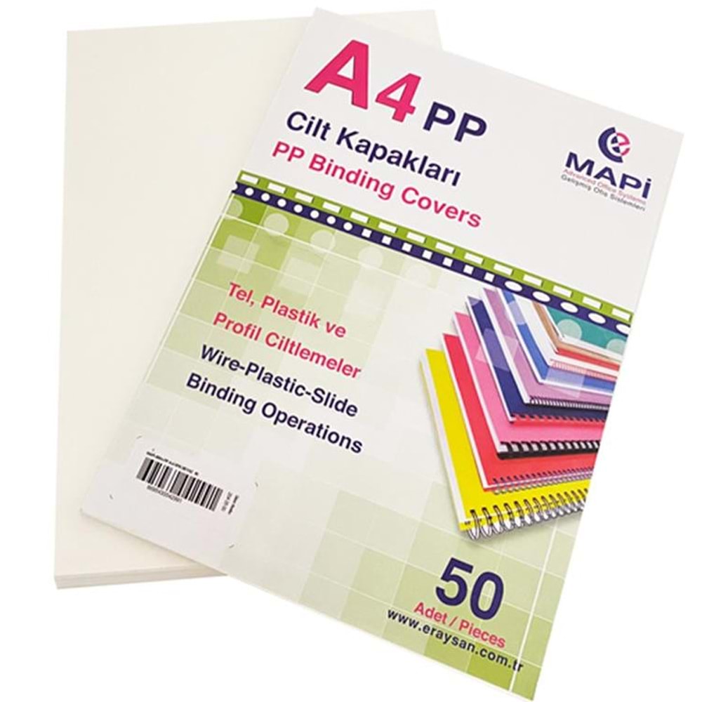 Mapi Cilt Kapağı Plastik Opak A4 450 MIC Beyaz 204 25 00 (1 Adet)