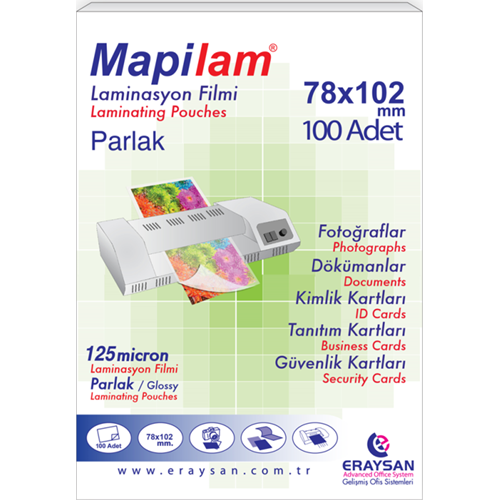 Mapilam Laminasyon Filmi Parlak 78x 102 125 MIC 102 12 10 (1 Adet)