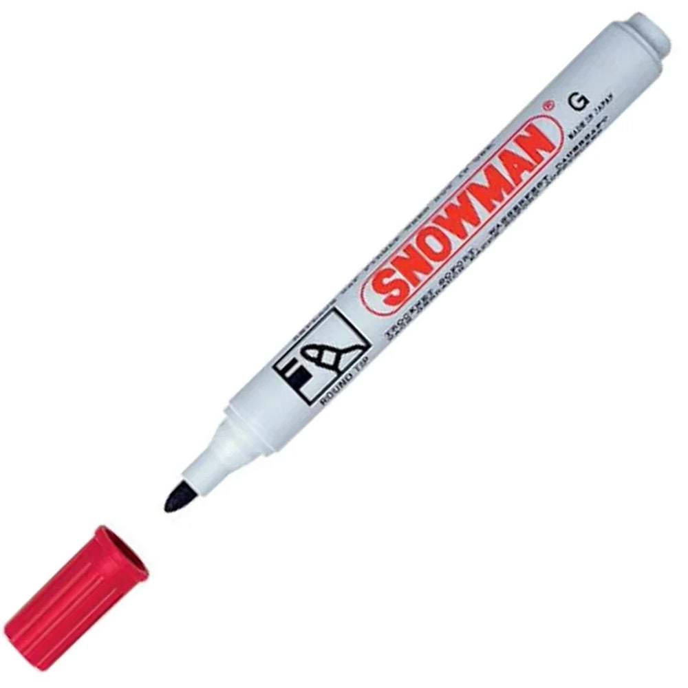Snowman Markör Permanent Yuvarlak Uçlu Kırmızı CG-12 (1 Adet)